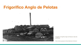 Frigorífico Anglo de Pelotas
Fotografia do Frigorífico Anglo de Pelotas em data não
identificada.
Fonte: Acervo pessoal de Fabio Kellermann Schramm
 