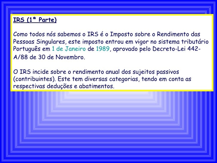 Imposto Sobre O Rendimento De Pessoas Singulares