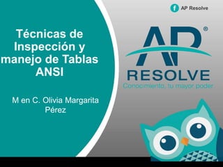 Técnicas de
Inspección y
manejo de Tablas
ANSI
AP Resolve
M en C. Olivia Margarita
Pérez
 