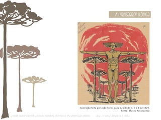 A mensagem icônica 
Ilustração feita por João Turin, capa da edição n. 7 e 8 de 1929. 
Fonte: Museu Paranaense 
O Design Gráfico na REVISTA ILLUSTRAÇÃO PARANAENSE (1927‐1930/33): Uma aproximação coerente - Carla C. V. Batista & Ronaldo de O. Corrêa 
 