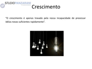 “O crescimento é apenas travado pela nossa incapacidade de processar
idéias novas suficientes rapidamente”.
Crescimento
 