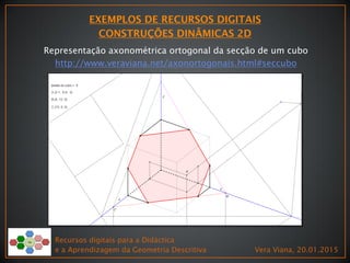 Recursos digitais para a Didáctica
e a Aprendizagem da Geometria Descritiva Vera Viana, 20.01.2015
Representação axonométr...
