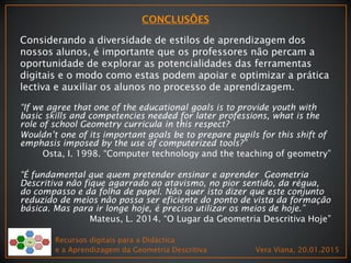 Recursos digitais para a Didáctica
e a Aprendizagem da Geometria Descritiva Vera Viana, 20.01.2015
 