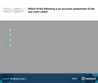 Which of the following is an accurate comparison of the
two court cases?
A
B
C
D
Lesson: AP Review Day 2 18/51
 