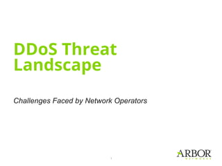 1
DDoS Threat
Landscape
Challenges Faced by Network Operators
 