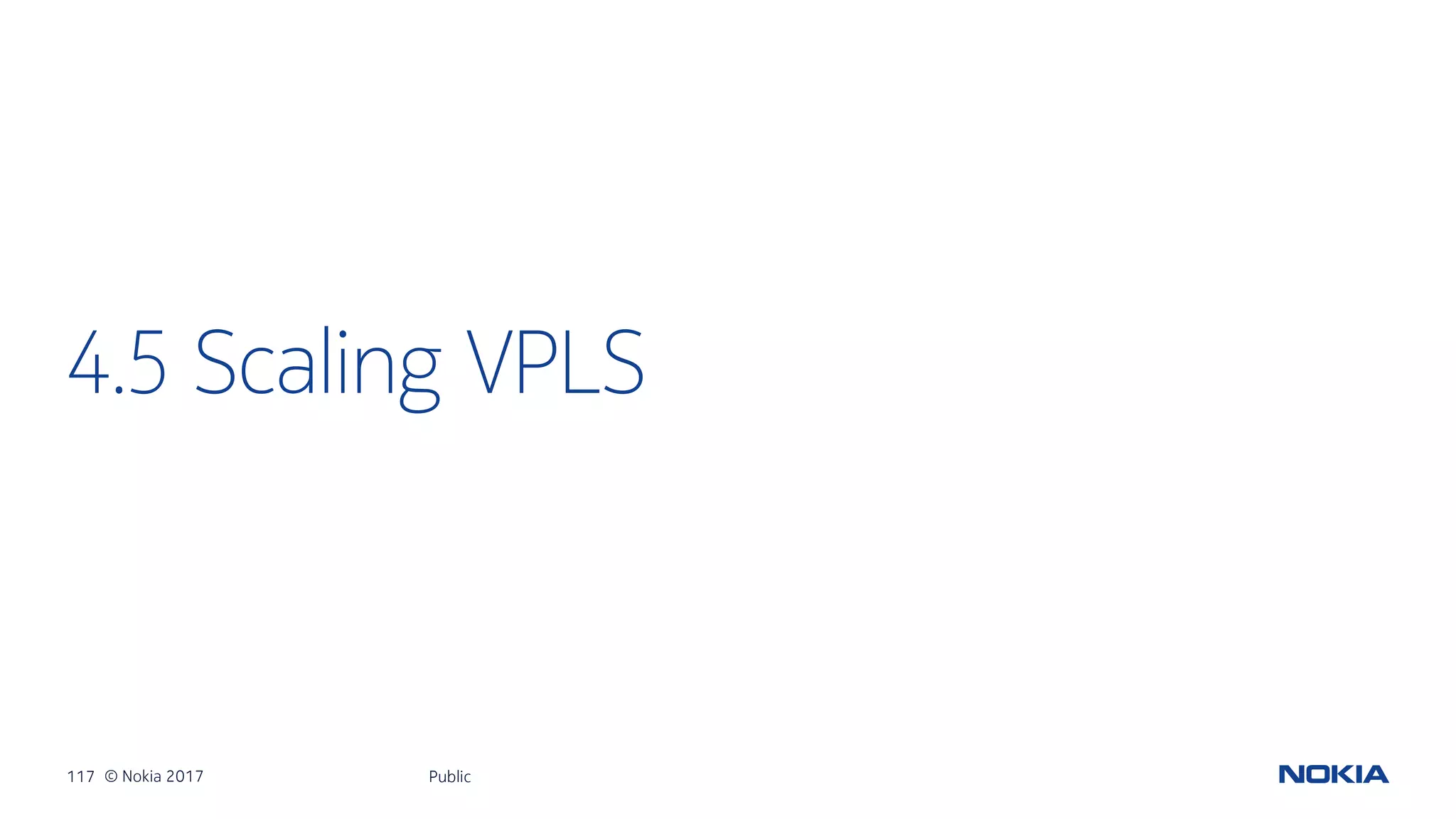 117 © Nokia 2017
4.5 Scaling VPLS
Public
 