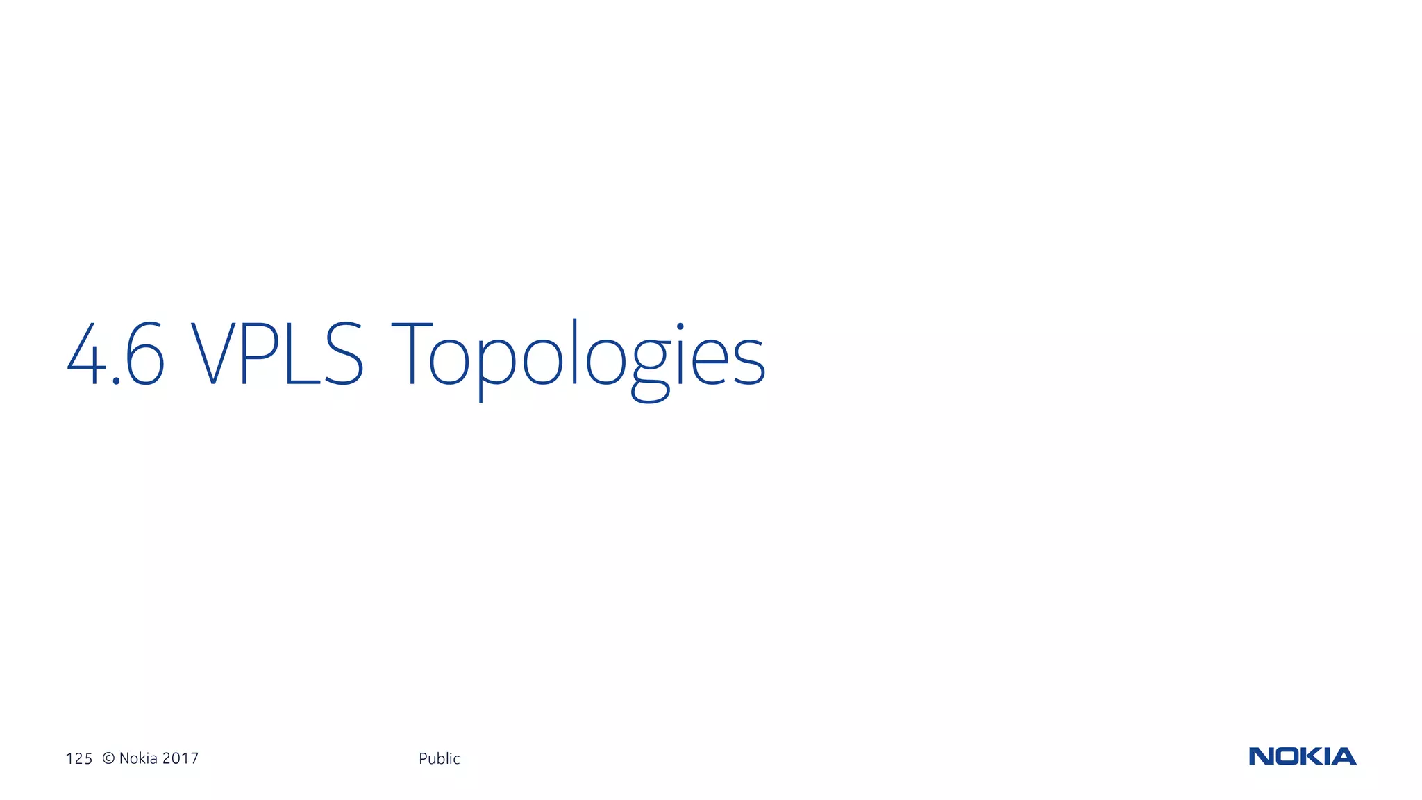 125 © Nokia 2017
4.6 VPLS Topologies
Public
 