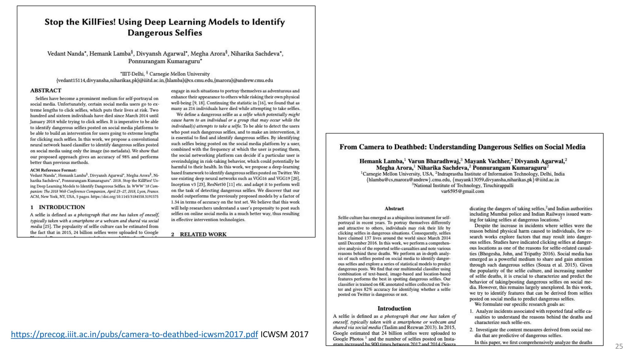 25
https://precog.iiit.ac.in/pubs/camera-to-deathbed-icwsm2017.pdf ICWSM 2017
 