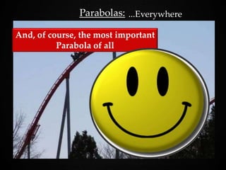 Parabolas: ...Everywhere
And, of course, the most important
Parabola of all
 