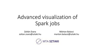 Advanced visualization of
Spark jobs
Zoltán Zvara
zoltan.zvara@sztaki.hu
Márton Balassi
marton.balassi@sztaki.hu
 