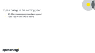 • 25-40k messages processed per second
• Total size of data 500TB-800TB
Open Energi in the coming year:
 