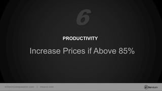 millenniumspasalon.com | meevo.com
PRODUCTIVITY
Increase Prices if Above 85%
6
 