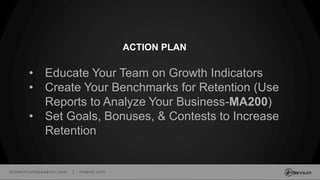 millenniumspasalon.com | meevo.com
• Educate Your Team on Growth Indicators
• Create Your Benchmarks for Retention (Use
Reports to Analyze Your Business-MA200)
• Set Goals, Bonuses, & Contests to Increase
Retention
ACTION PLAN
 