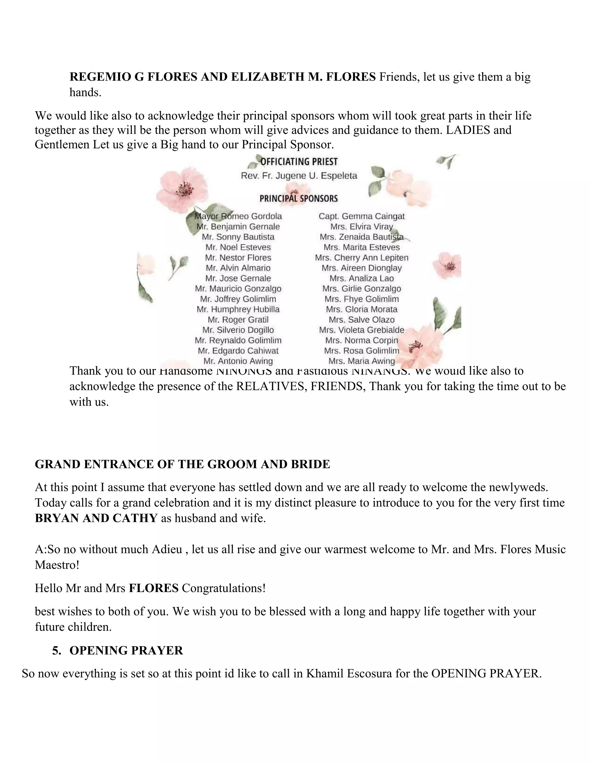 Wedding Host Script | DOCX