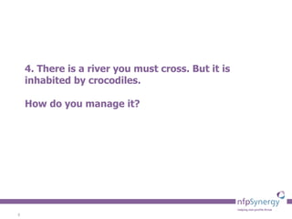4. There is a river you must cross. But it is inhabited by crocodiles.  How do you manage it?  