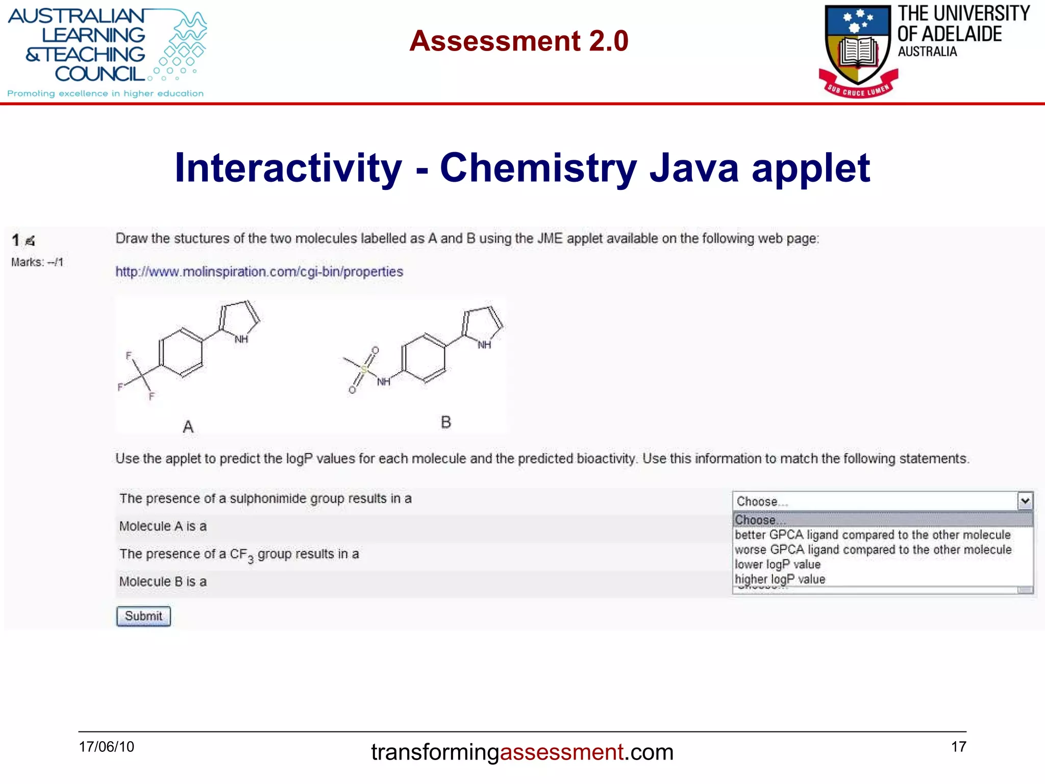 Interactivity - Chemistry Java applet 17/06/10 