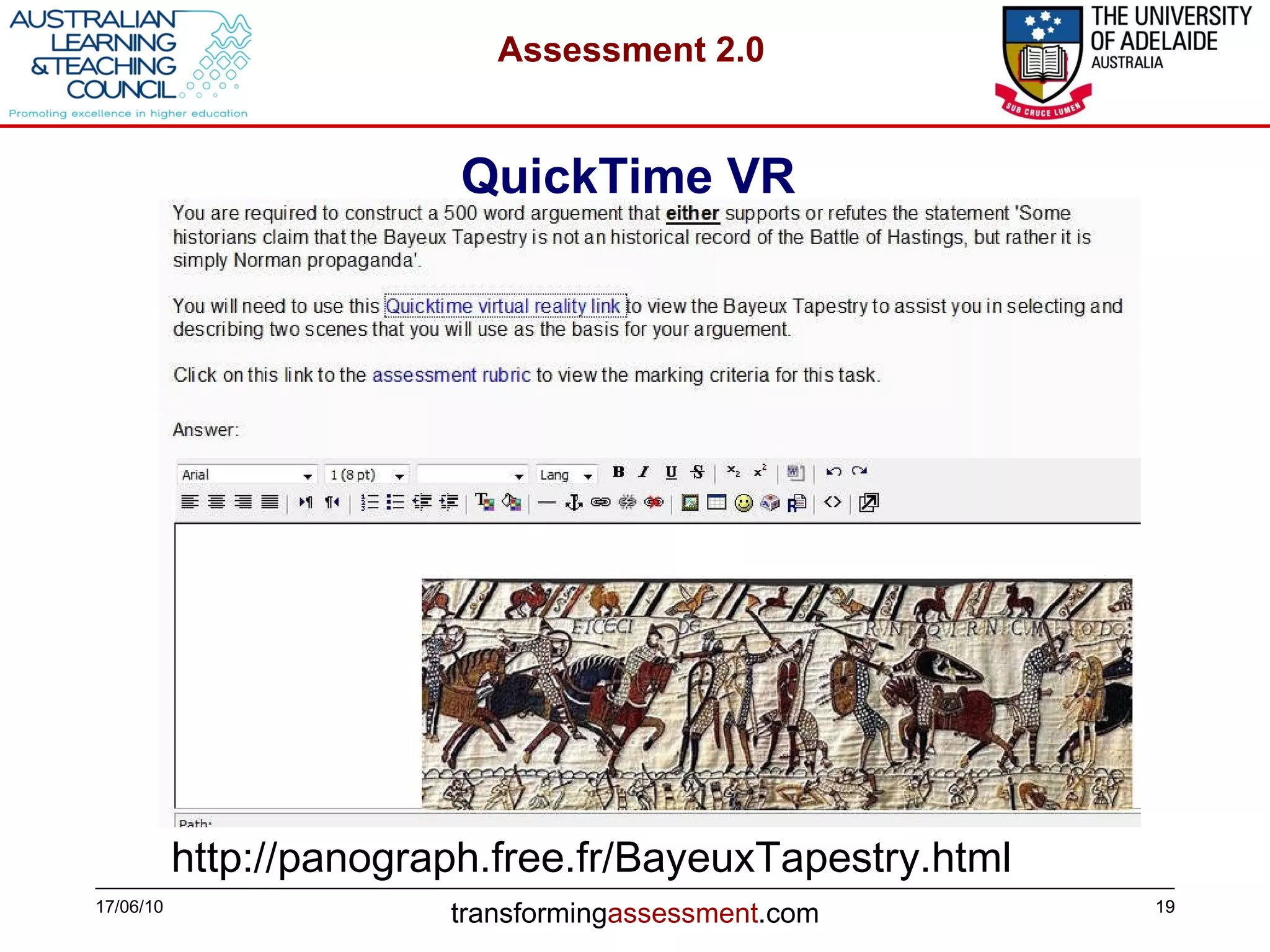 QuickTime VR  17/06/10 http://panograph.free.fr/BayeuxTapestry.html 