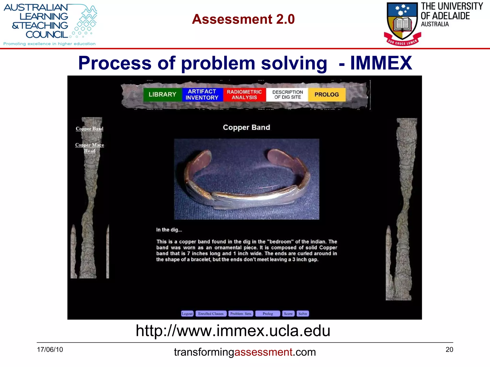 Process of problem solving  - IMMEX 17/06/10 http://www.immex.ucla.edu 