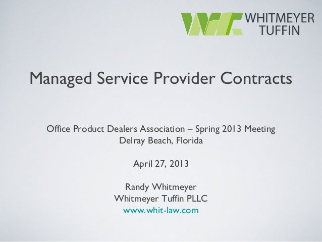 Managed Service Provider Contracts Managed Service Provider Contracts