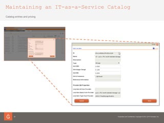 Maintaining an IT-as-a-Service Catalog
20
Catalog entries and pricing
 