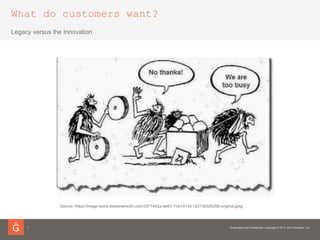 What do customers want?
Legacy versus the Innovation
Source: https://image-store.slidesharecdn.com/3371442a-ae81-11e3-811d-12313b020259-original.jpeg
7
 