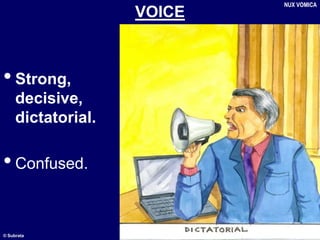 © Subrata
VOICE
•Strong,
decisive,
dictatorial.
•Confused.
NUX VOMICA
 