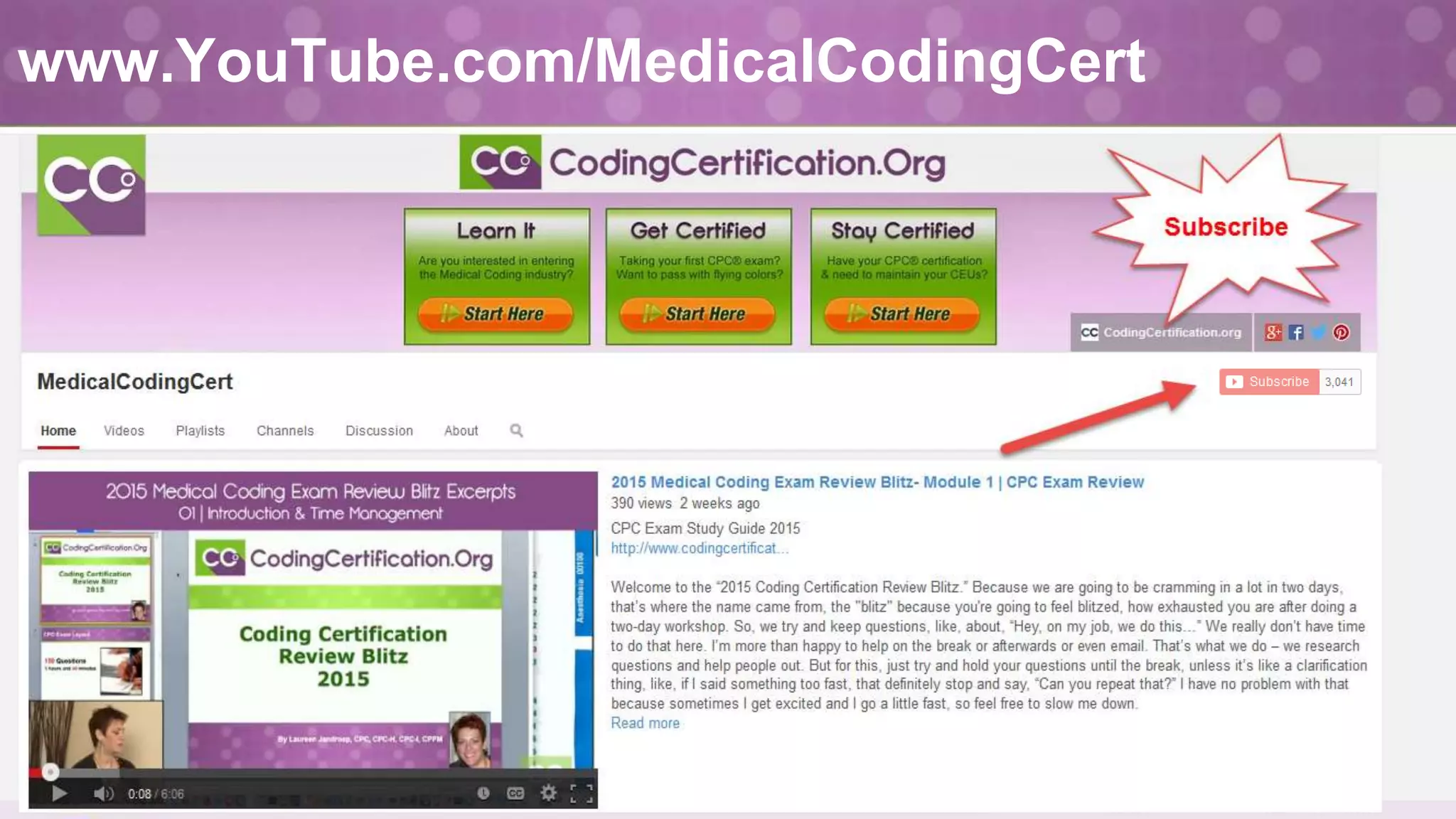 www.YouTube.com/MedicalCodingCert
 
