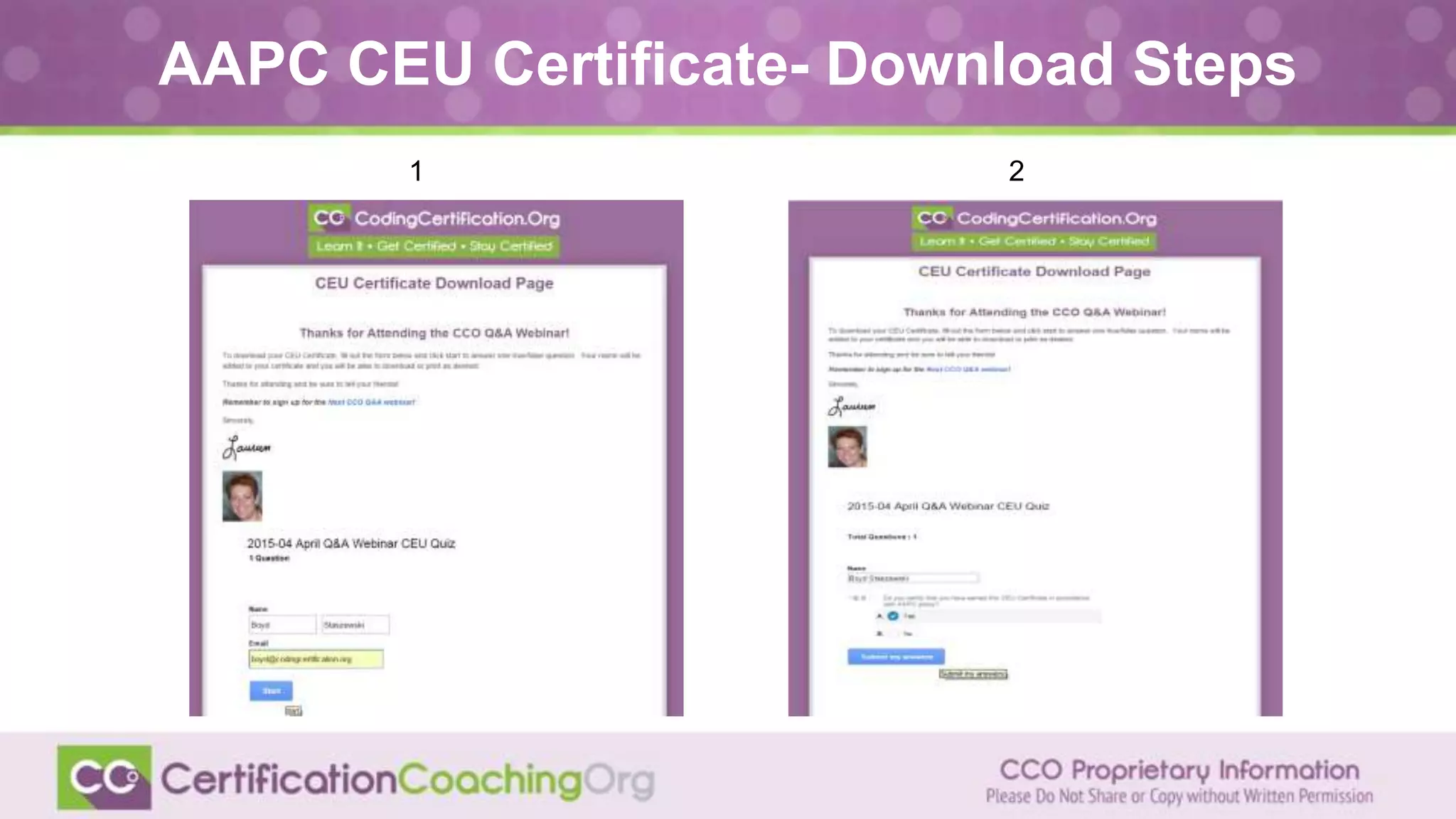 AAPC CEU Certificate- Download Steps
1 2
 