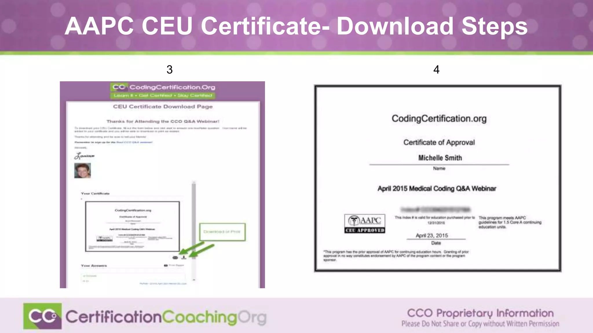 AAPC CEU Certificate- Download Steps
3 4
 