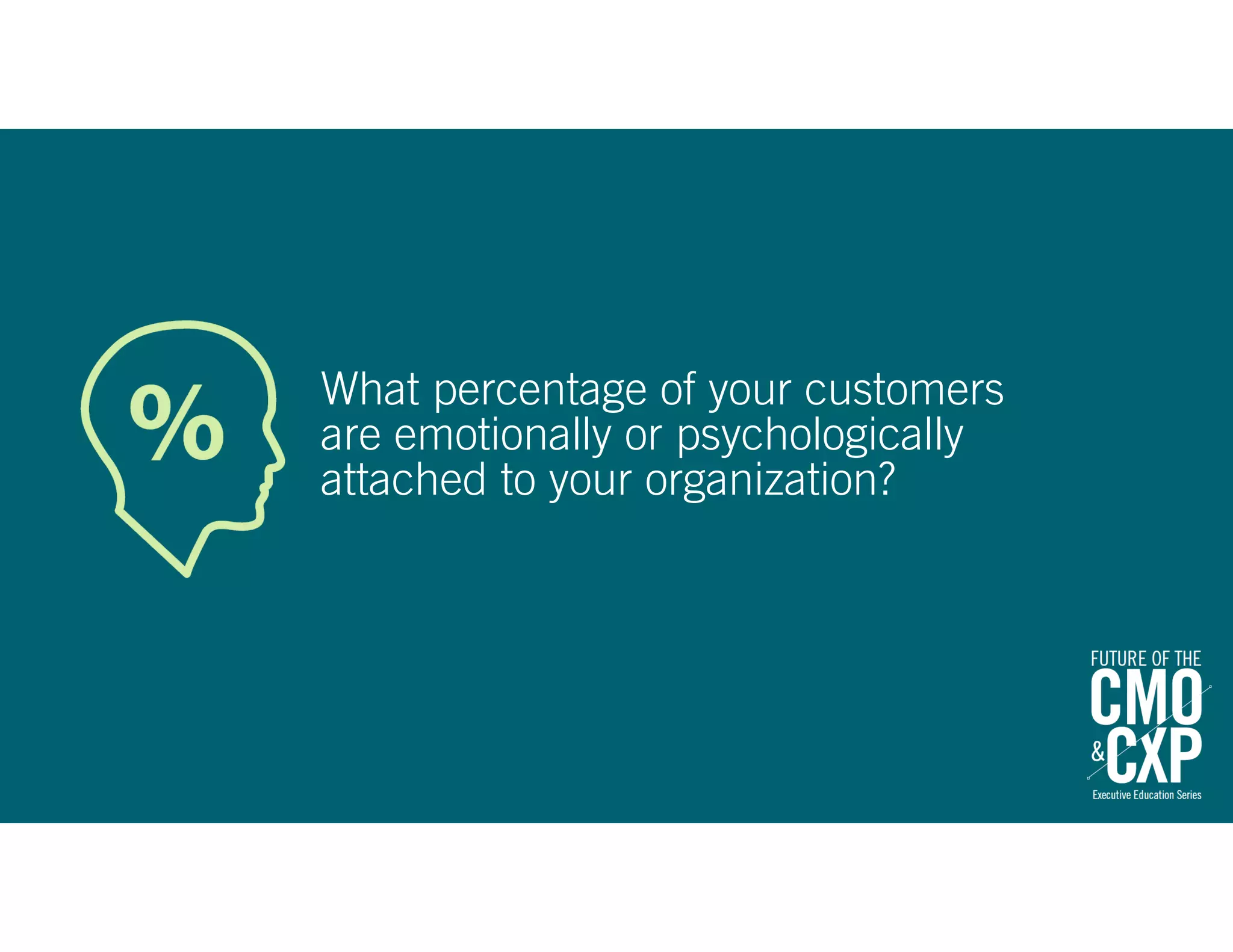 What percentage of your customers
are emotionally or psychologically
attached to your organization?
 