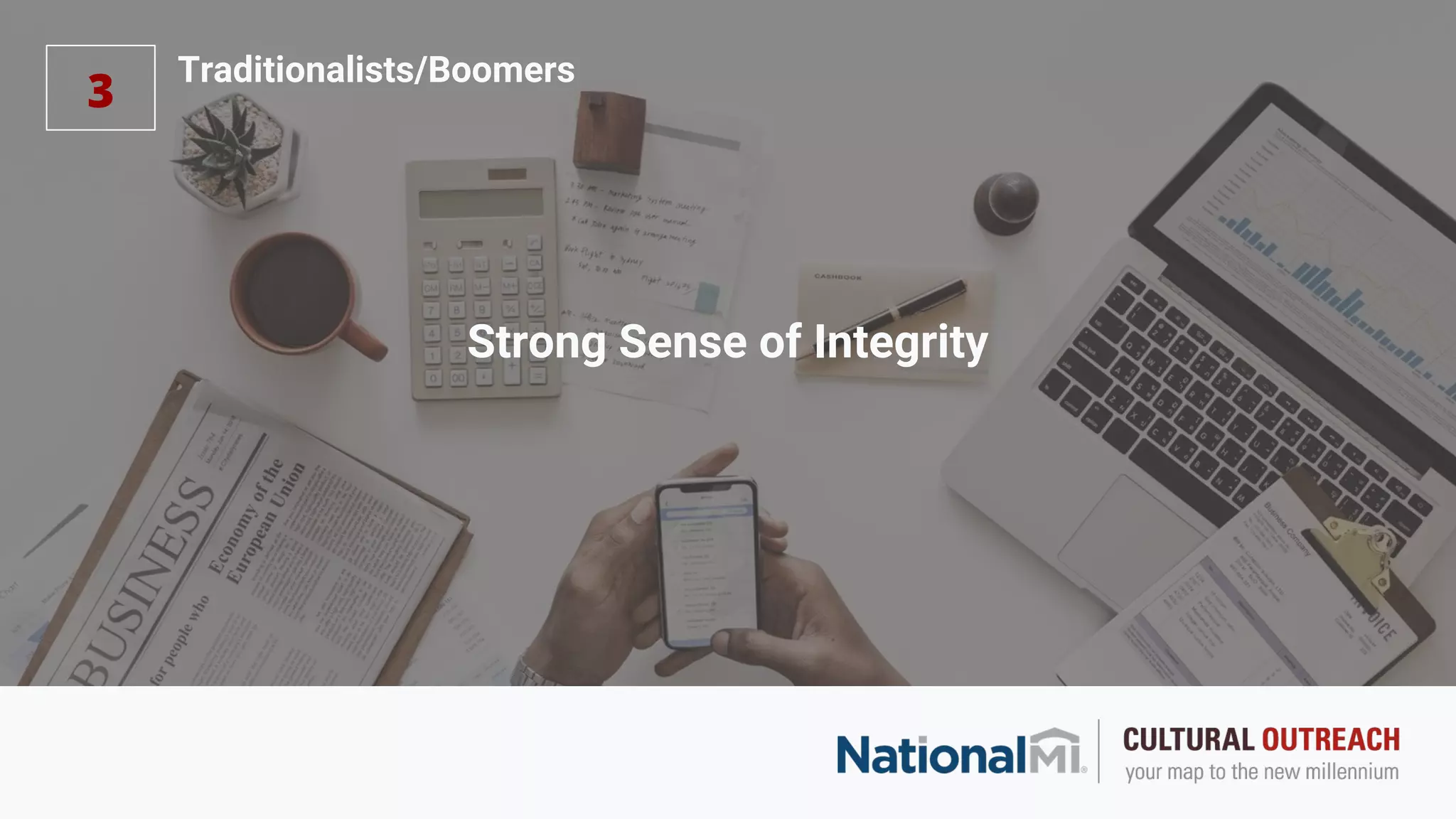 Strong Sense of Integrity
3
Traditionalists/Boomers
 