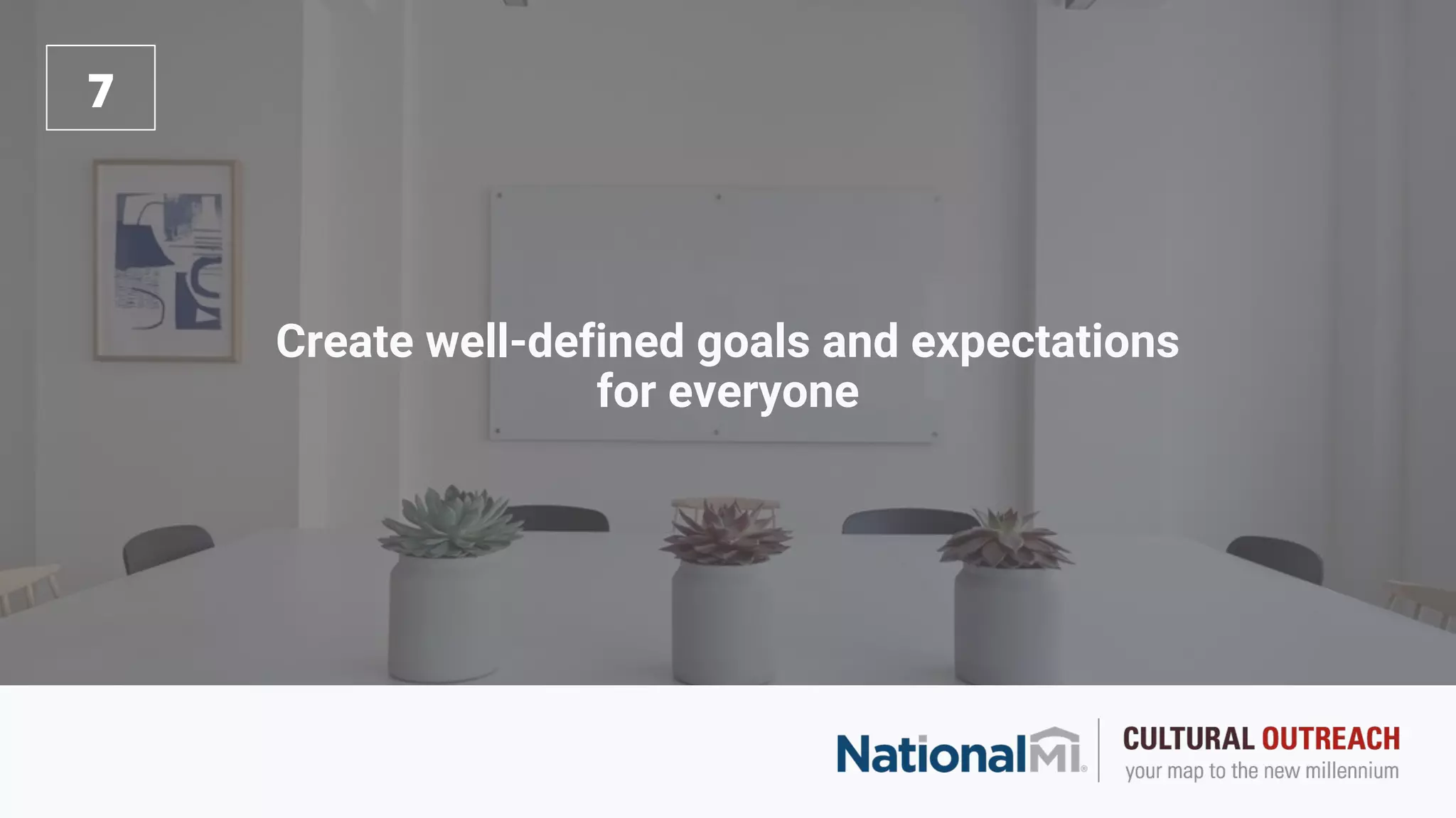 Create well-defined goals and expectations
for everyone
7
 