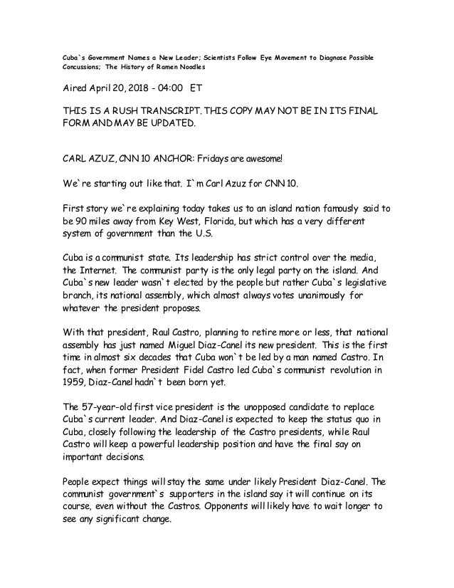 46+ Cnn 10 Today Transcript Gallery