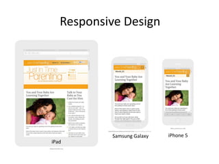 Responsive Design
iPad
Samsung Galaxy iPhone 5
 