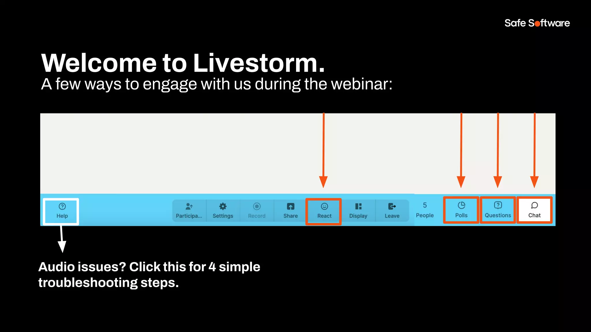 Welcome to Livestorm.
A few ways to engage with us during the webinar:
Audio issues? Click this for 4 simple
troubleshooting steps.
 
