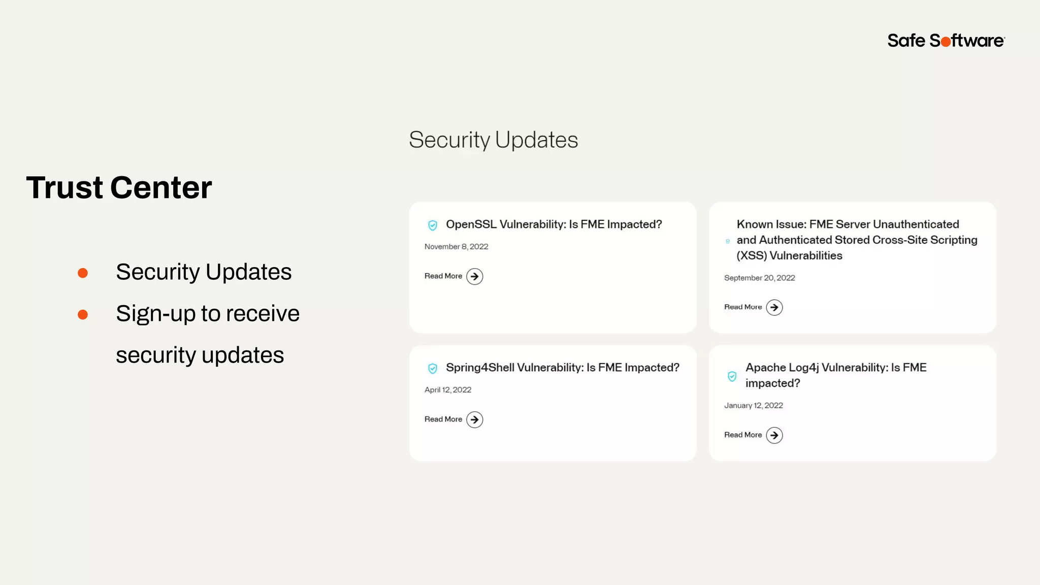 Slide Title
Trust Center
● Security Updates
● Sign-up to receive
security updates
 
