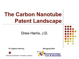 The Carbon Nanotube Patent Landscape Drew Harris, J.D. IP Litigation Attorney Managing Editor 