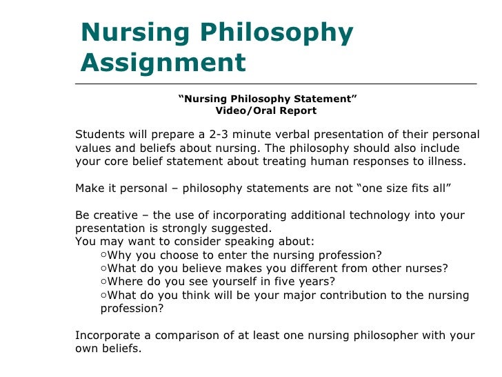Personal philosophy of nursing essay