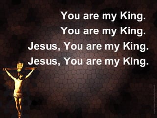 You are my King.
      You are my King.
Jesus, You are my King.
Jesus, You are my King.
 