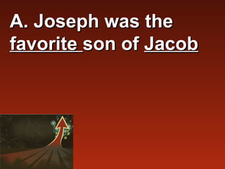 A. Joseph was the
favorite son of Jacob
 
