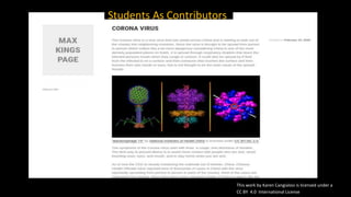 This work by Karen Cangialosi is licensed under a
CC BY 4.0 International License
Students As Contributors
 