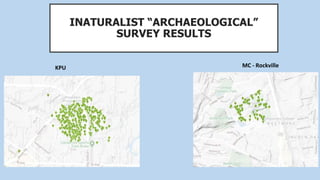 KPU MC - Rockville
INATURALIST “ARCHAEOLOGICAL”
SURVEY RESULTS
 