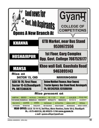 GENERAL AWARENESS – APRIL 2016 82
 