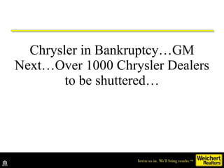 Chrysler in Bankruptcy…GM Next…Over 1000 Chrysler Dealers to be shuttered… Source: Autodata 