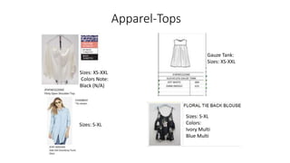 Apparel-Tops
Gauze Tank:
Sizes: XS-XXL
Sizes: XS-XXL
Colors Note:
Black (N/A)
Sizes: S-XL
Sizes: S-XL
Colors:
Ivory Multi
Blue Multi
 