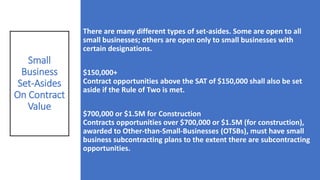 Set Aside Types A primer for government contracting | PPTX