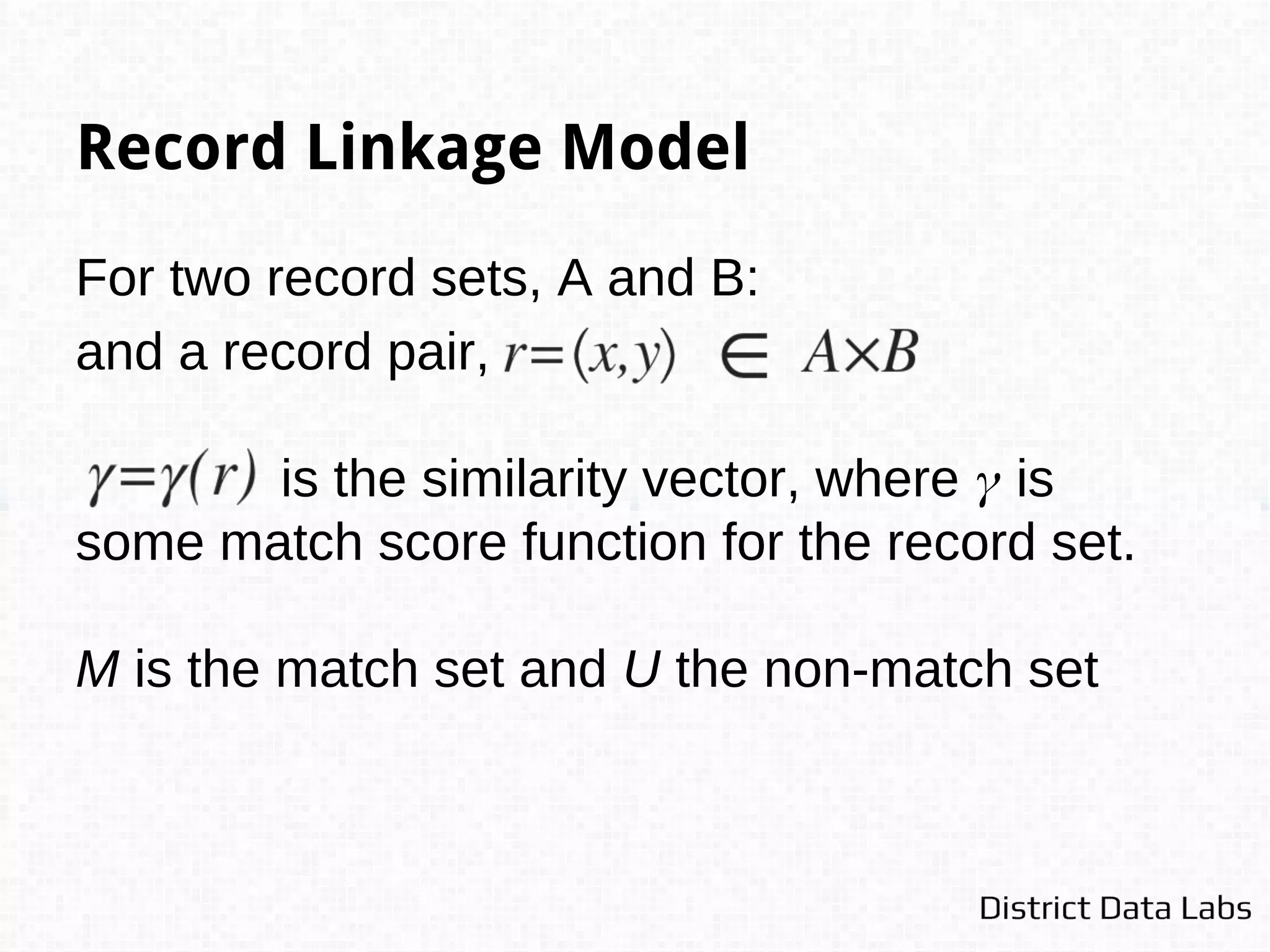 Linkage Rule Error
- Type I Error: a non-match is called a match.
- Type II Error: match is called a non-match
 