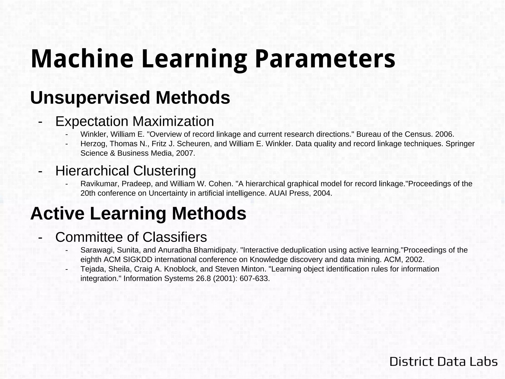 Clustering & Blocking
 