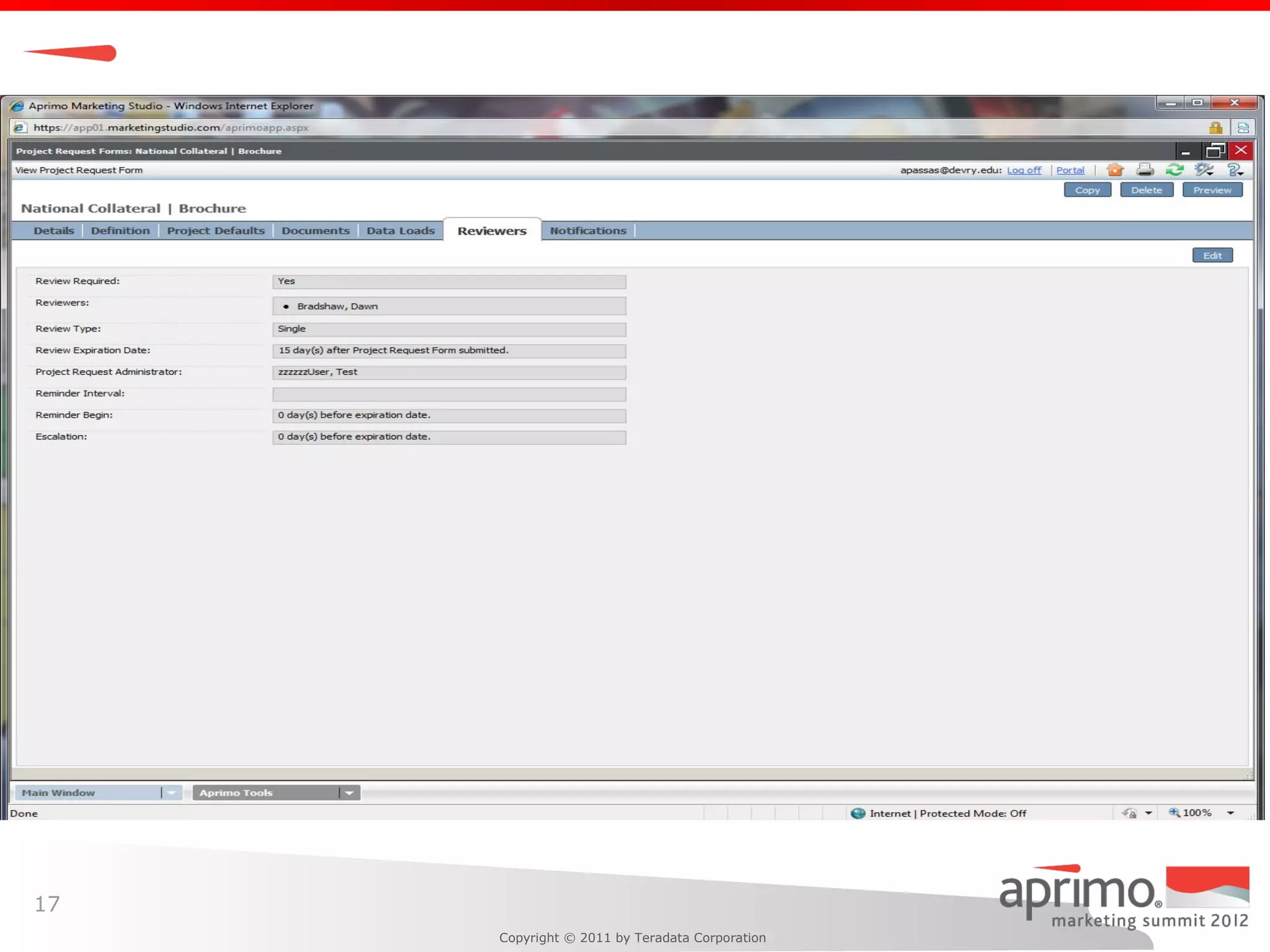 17
     Copyright © 2011 by Teradata Corporation
 