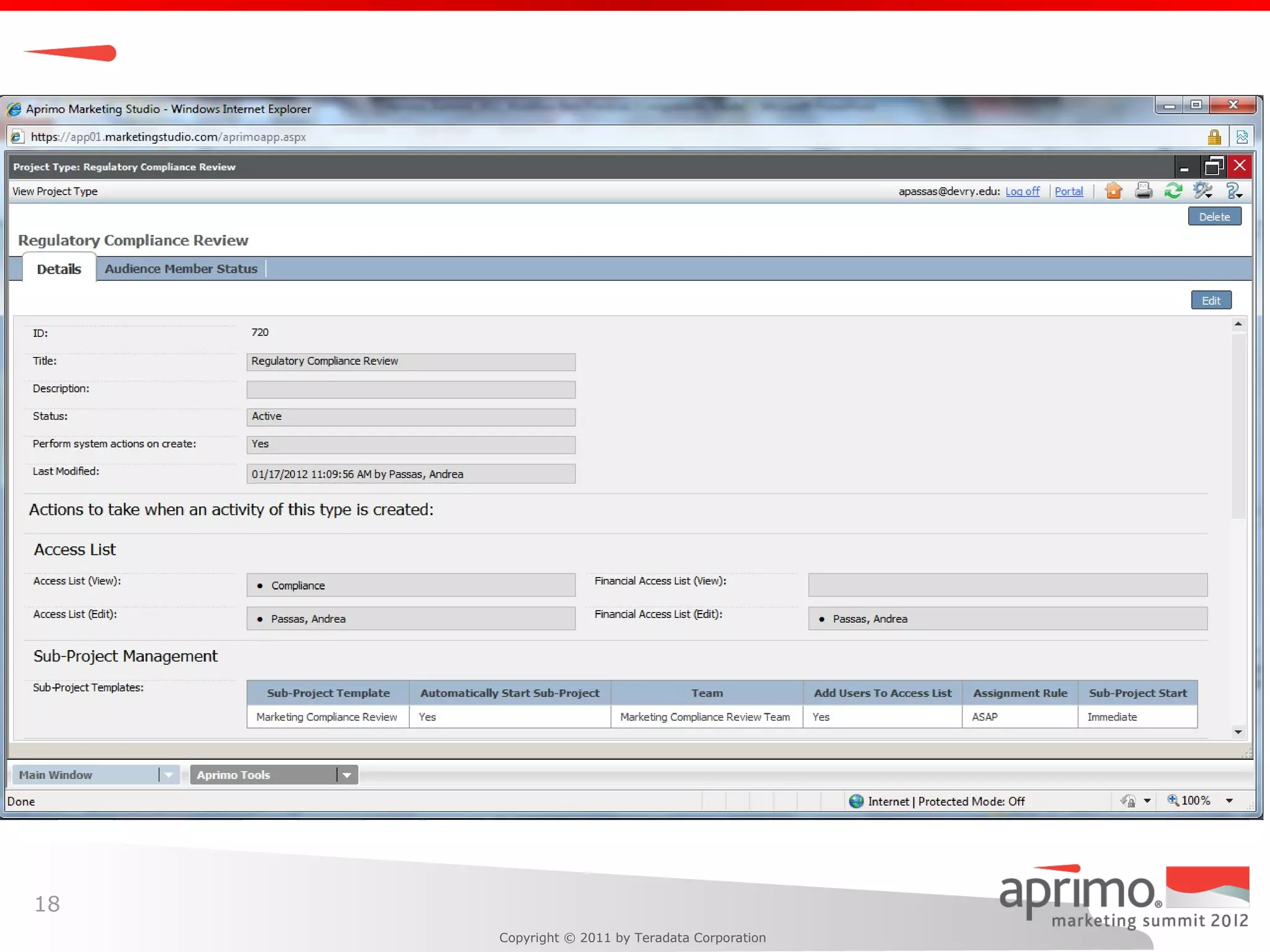 18
     Copyright © 2011 by Teradata Corporation
 